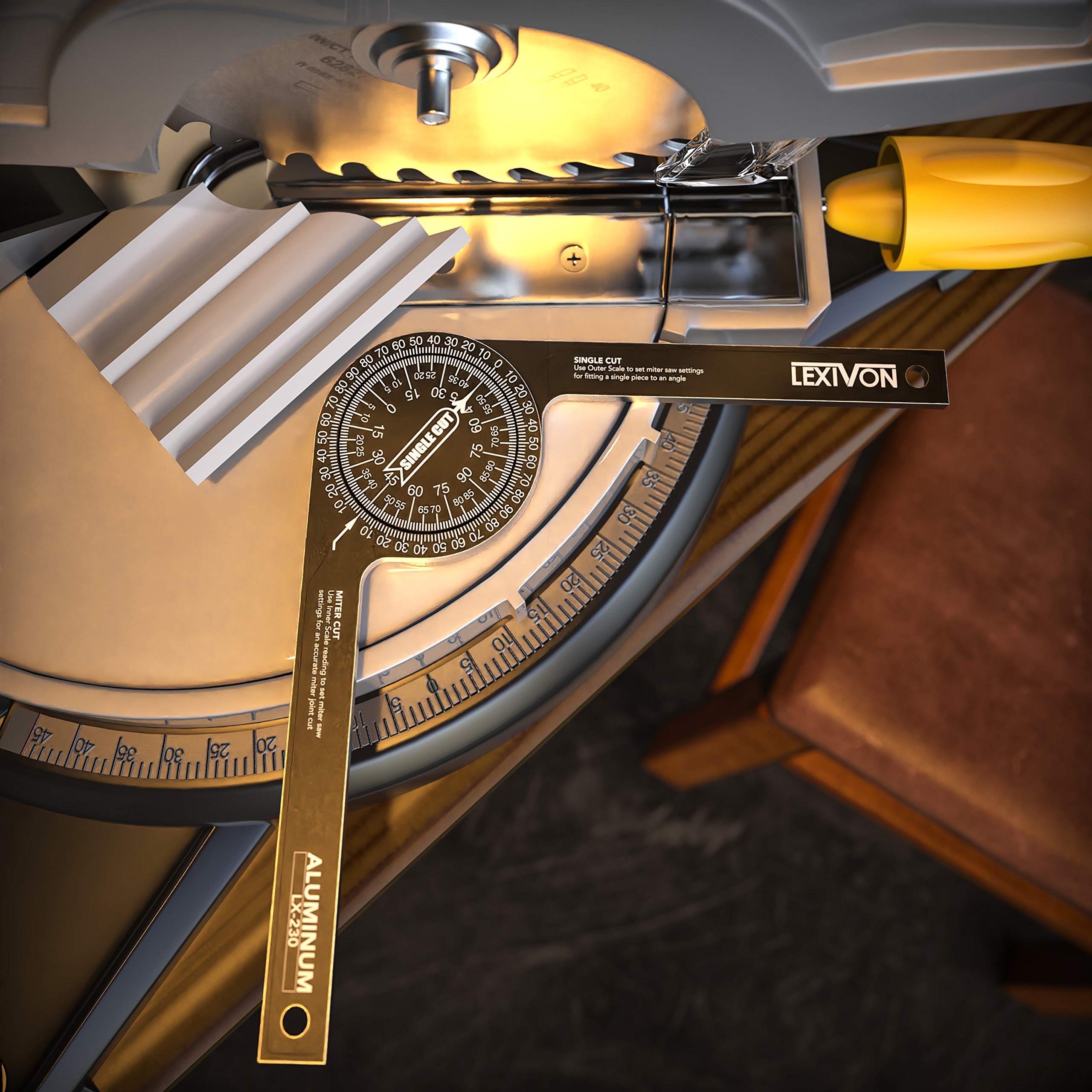 LEXIVON Aluminum Miter Saw Protractor | 7-Inch Rust Proof Angle Finder
