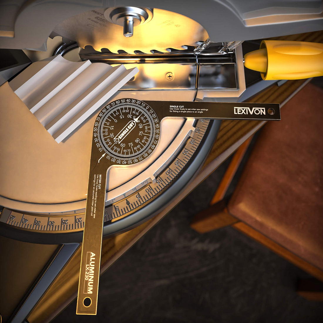 LEXIVON Aluminum Miter Saw Protractor | 7-Inch Rust Proof Angle Finder