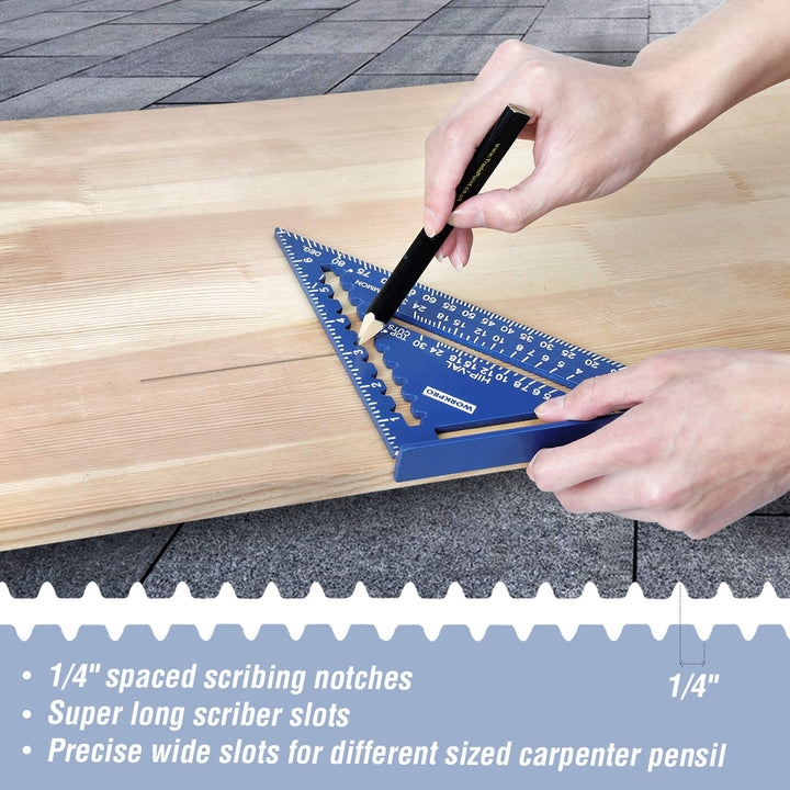 WORKPRO Rafter Square and Combination Square Tool Set, 18cm . Aluminium Alloy Die-Casting Carpenter Square and 30cm Zinc-Alloy Die-Casting Square Ruler Combo (Rafter Square Layout Tool)