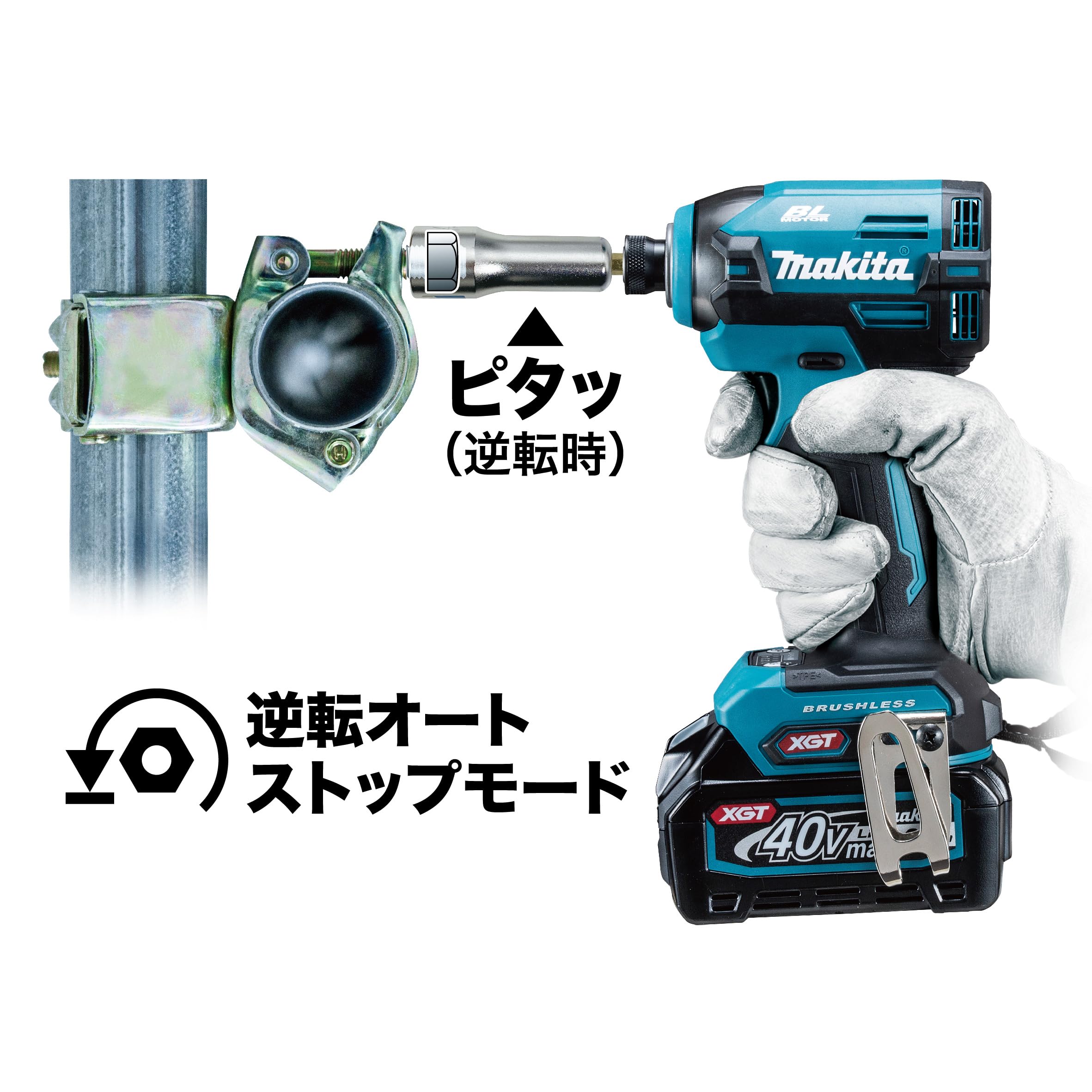 Makita 40V Brushless Impact Driver, Black/Blue