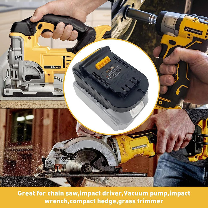 MT20DL for Makita 18V Li-ion Battery Convert to Dewalt 20V DCB206 DCB204 DCB200 Battery for Dewalt 20V Cordless Power Tools with USB Socket & Type-C
