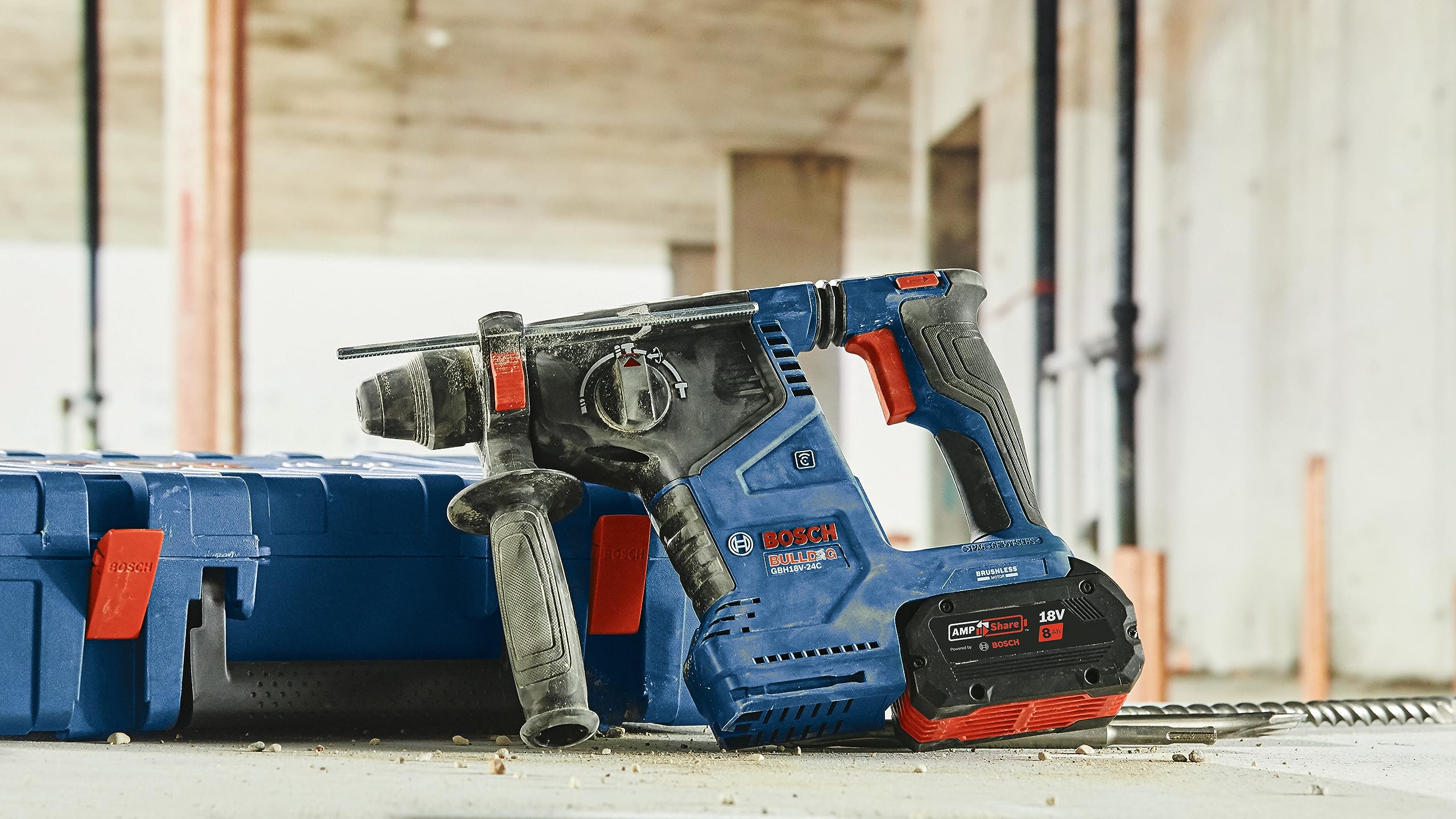 BOSCH GBH18V-24CN 18V Brushless Connected SDS-plus® Bulldog™ 1 In. Rotary Hammer (Bare Tool)