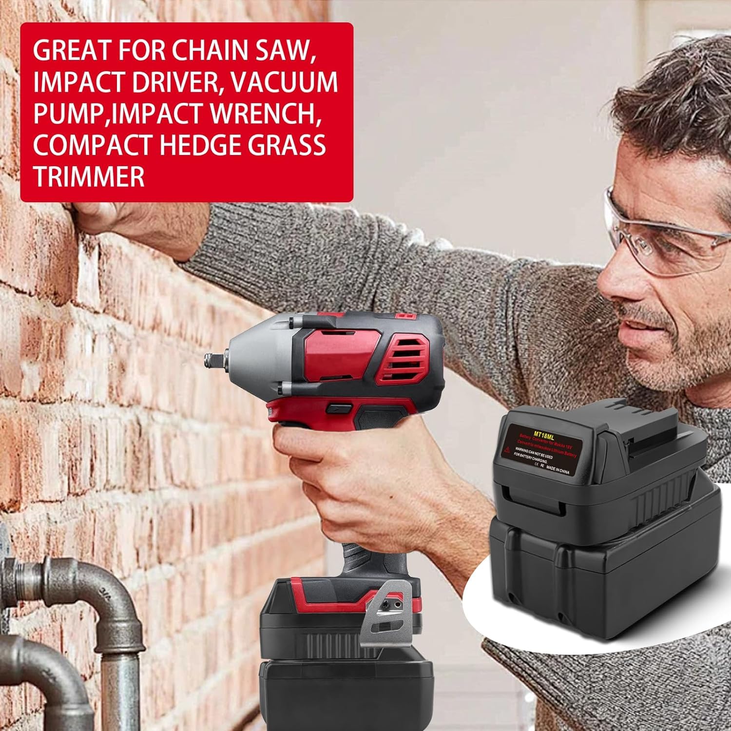 MT18ML Battery Adapter Compatible for Makita 18V Lithium-ion Battery Convert to Milwaukee M18 18V Lithium-ion Battery Compatible for Milwaukee 18V Cordless Power Tools