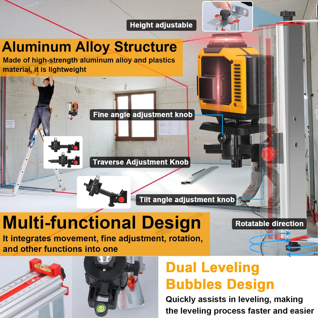 Stable Adjustable Laser Level Bracket