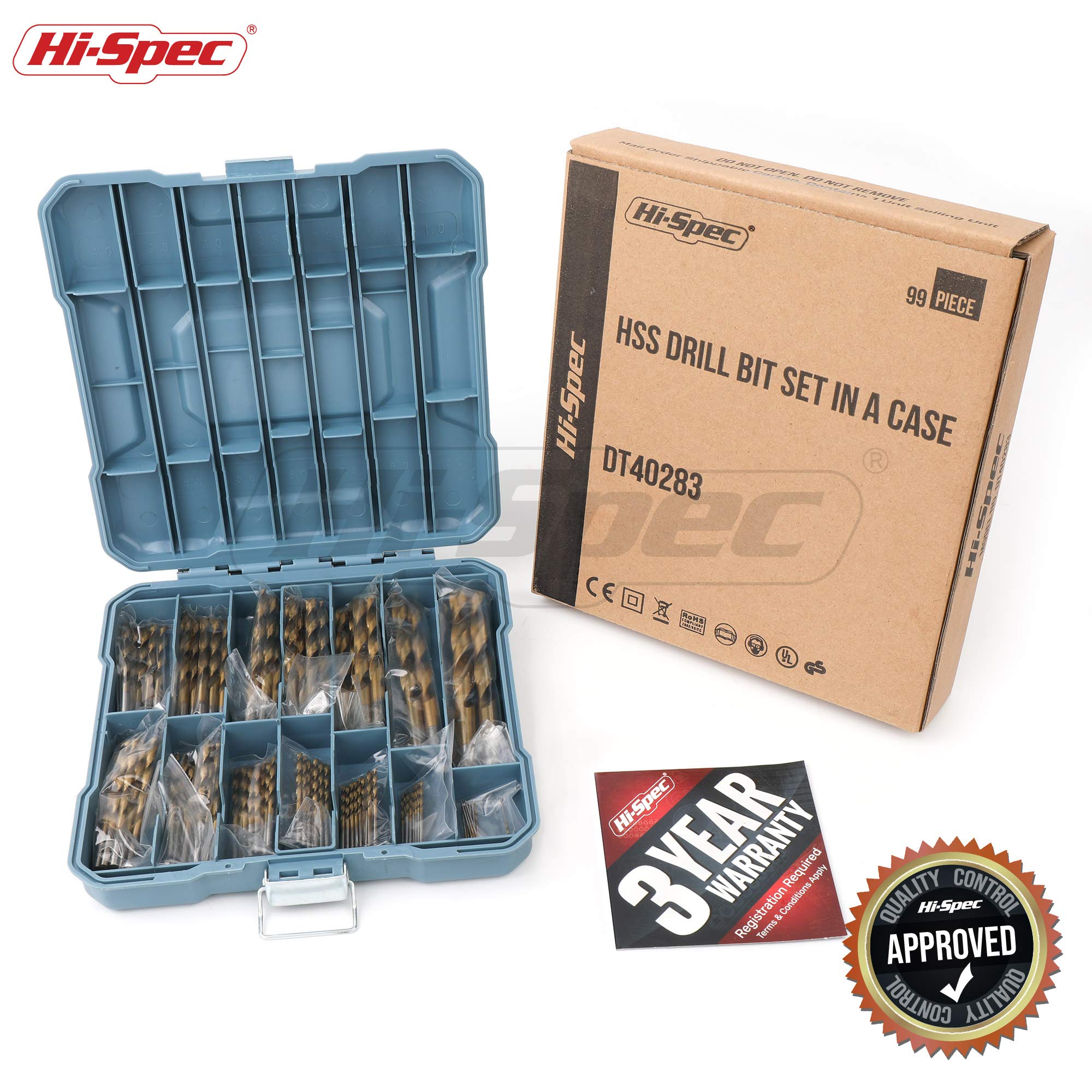 Hi-Spec 99pc Complete HSS Mixed Drill Bit Set.