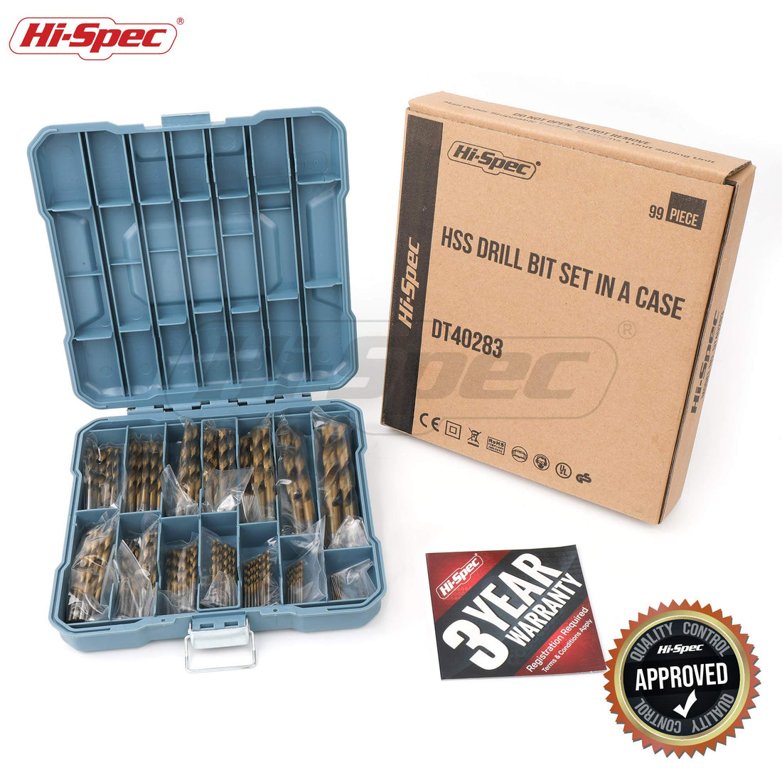 Hi-Spec 99pc Complete HSS Mixed Drill Bit Set.
