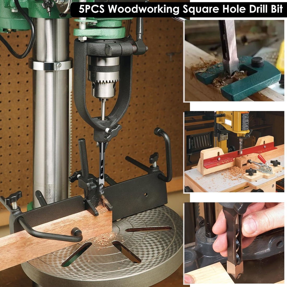 HSHGZSR 5 Pcs Square Hole Drill Bit Tool High Hardness Square Hole Drill Bits Set