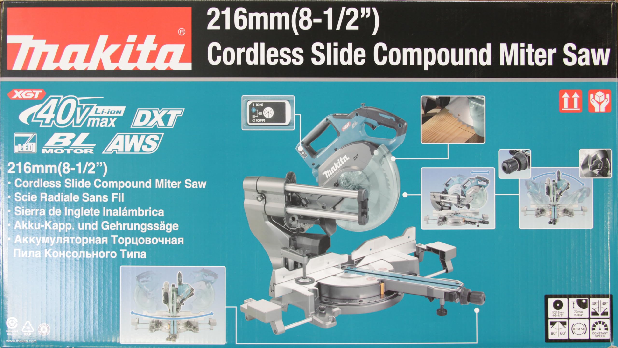 Makita LS002GZ01 40V Max Li-ion XGT Brushless 216mm Slide Compound Mitre Saw – Batteries and Chargers Not Included