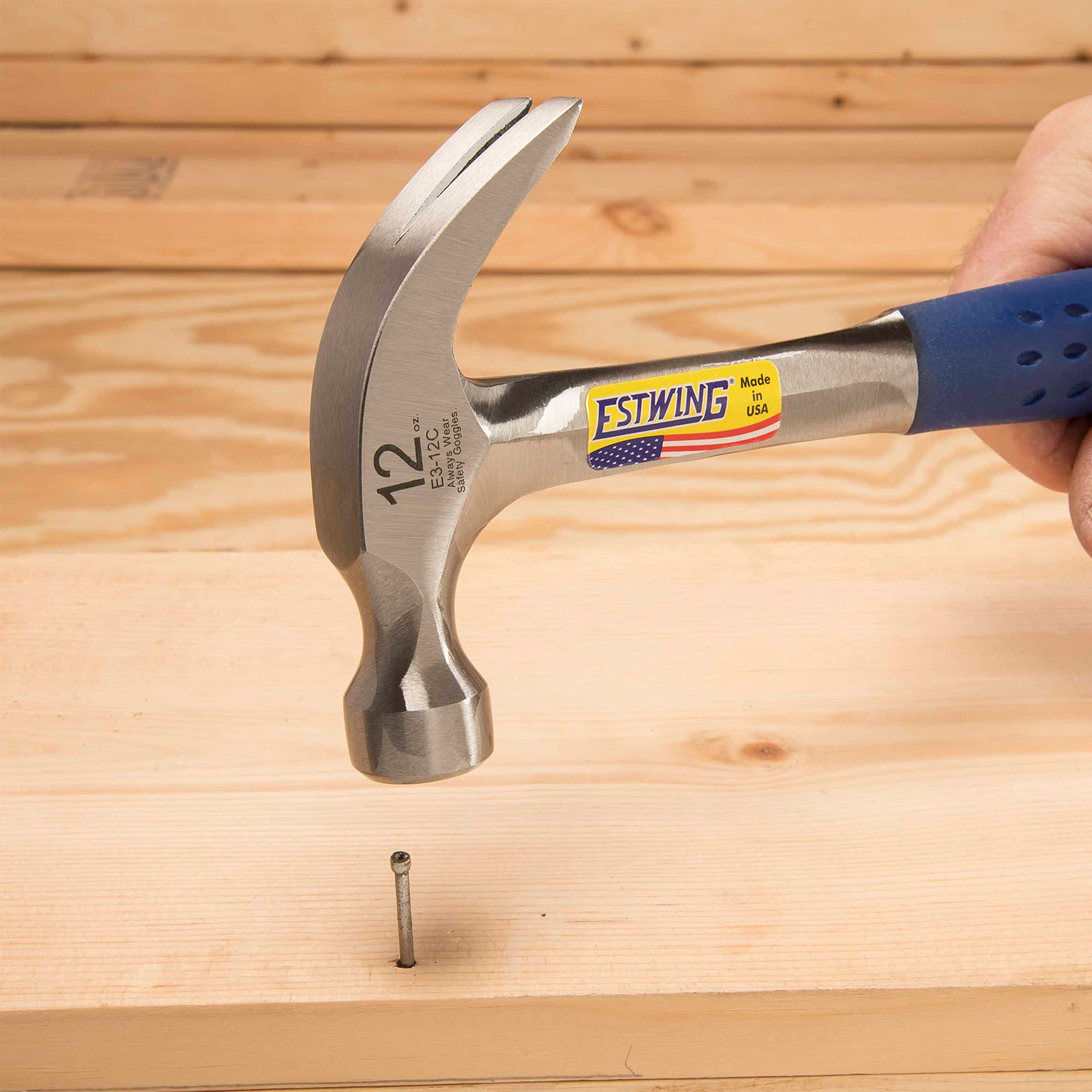 Estwing 12oz Curved Claw Hammer with Blue Vinyl Grip