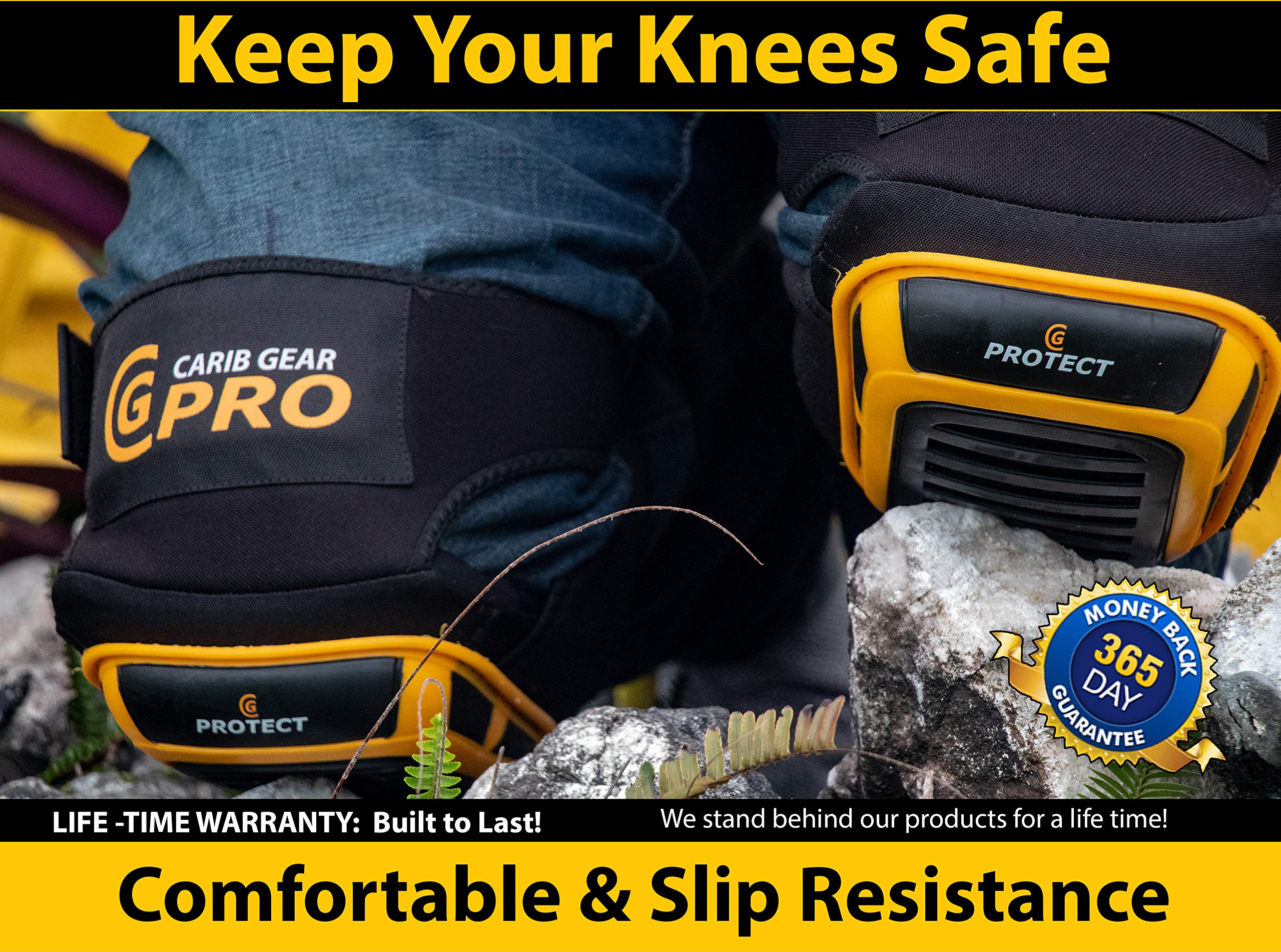 Knee Pads For Work- Heavy Duty Pad Design For Construction, Tiling, Gardening, Floor - Extra Gel and Cushion Support long kneeling - Anti-Slip Stretchable Thigh Straps Bonus: Safety Glasses & Gloves
