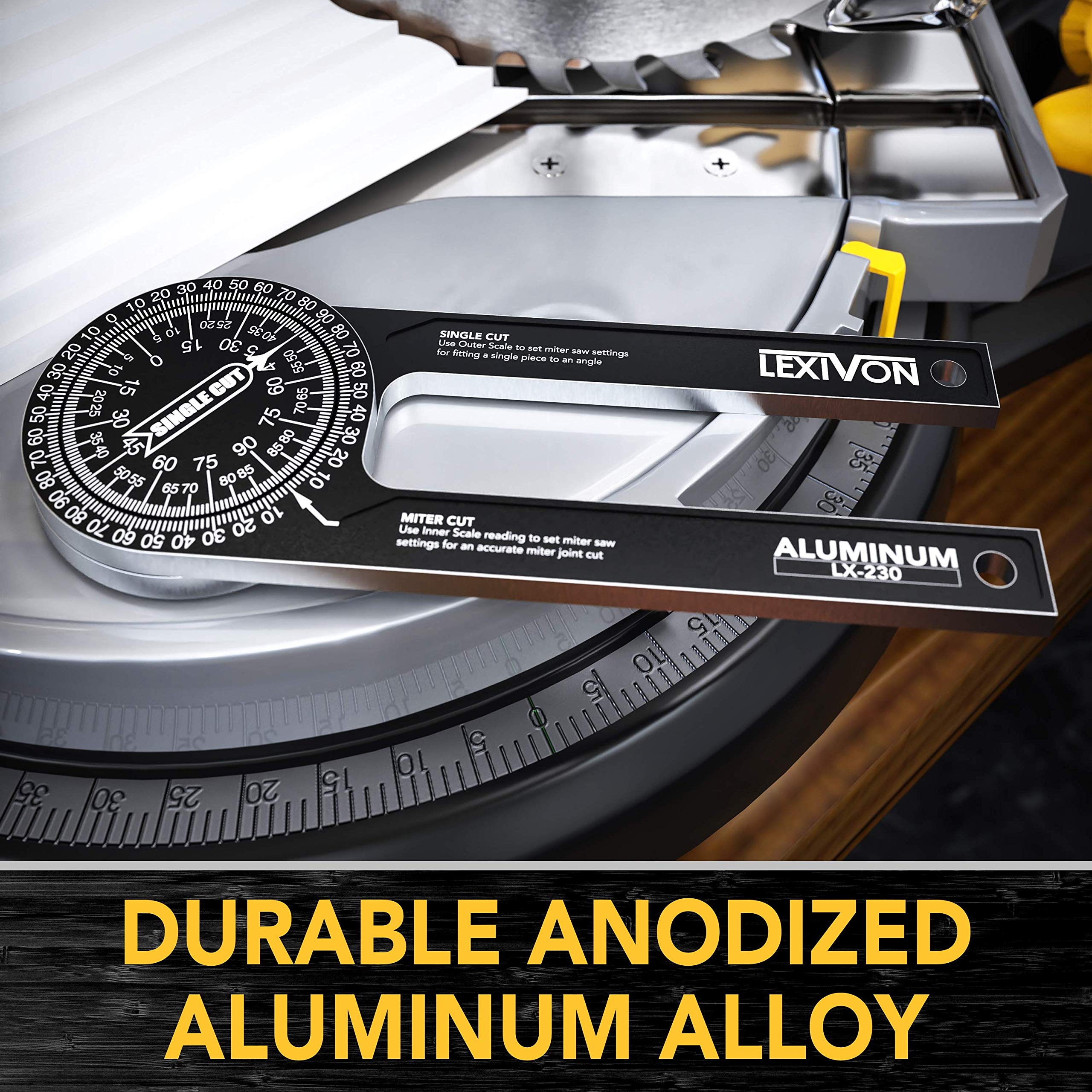 LEXIVON Aluminum Miter Saw Protractor | 7-Inch Rust Proof Angle Finder