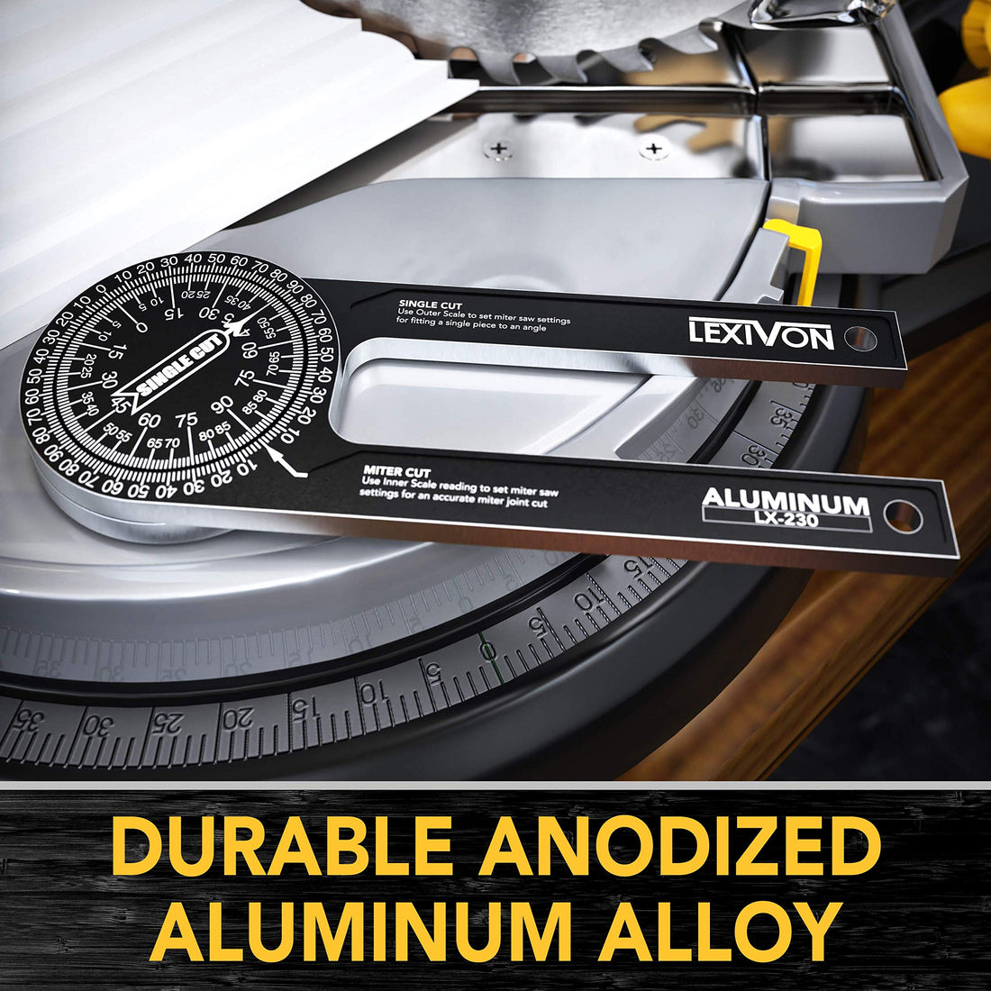 LEXIVON Aluminum Miter Saw Protractor | 7-Inch Rust Proof Angle Finder