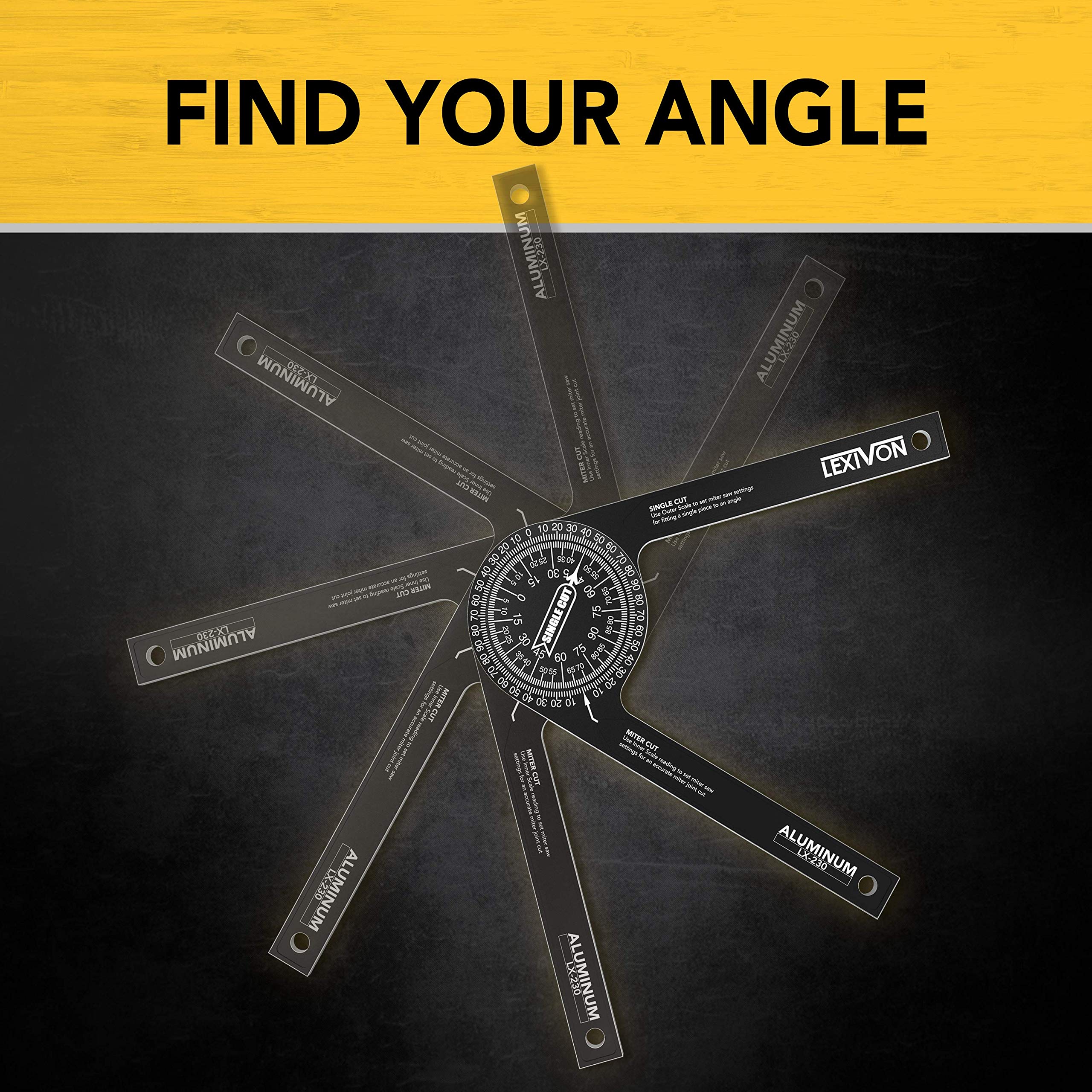 LEXIVON Aluminum Miter Saw Protractor | 7-Inch Rust Proof Angle Finder