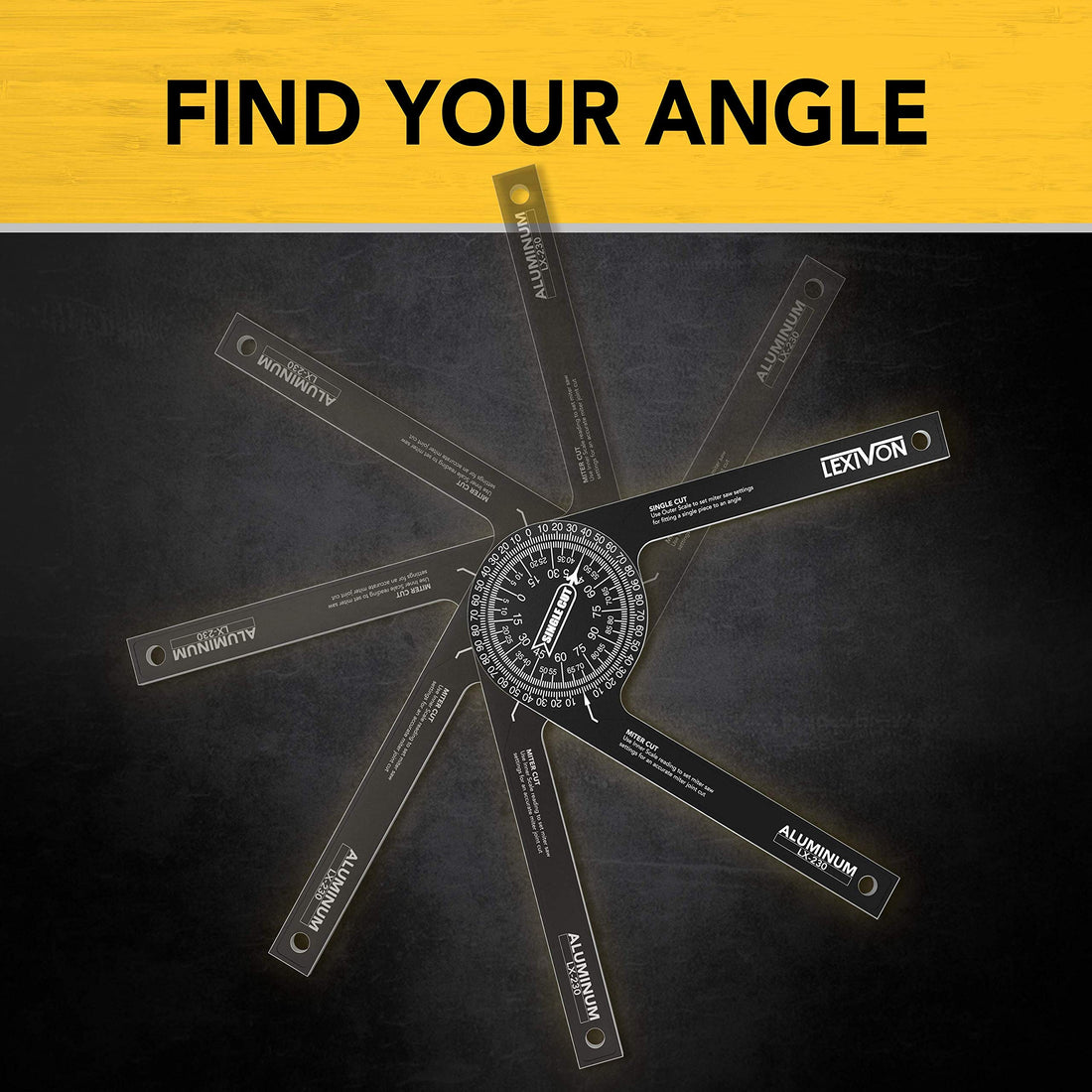 LEXIVON Aluminum Miter Saw Protractor | 7-Inch Rust Proof Angle Finder