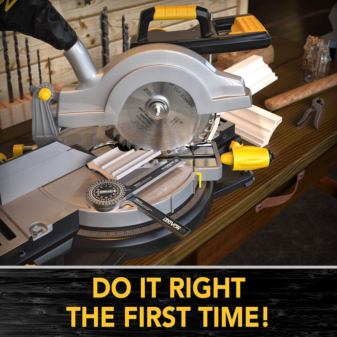 LEXIVON Aluminum Miter Saw Protractor | 7-Inch Rust Proof Angle Finder