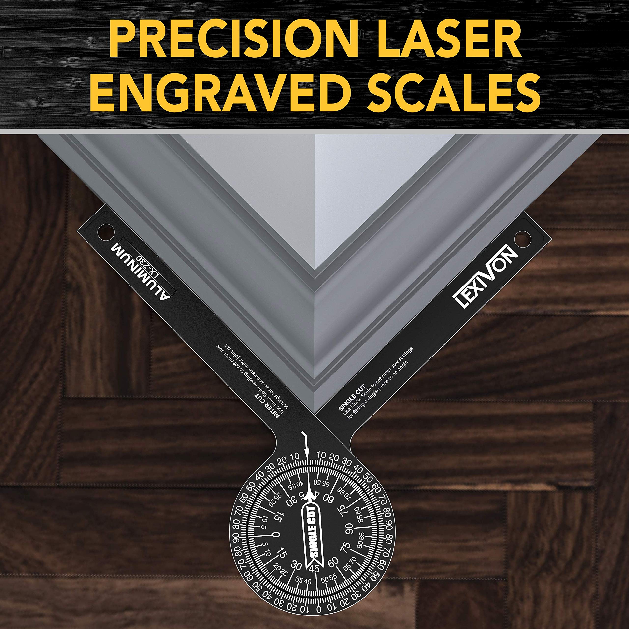 LEXIVON Aluminum Miter Saw Protractor | 7-Inch Rust Proof Angle Finder