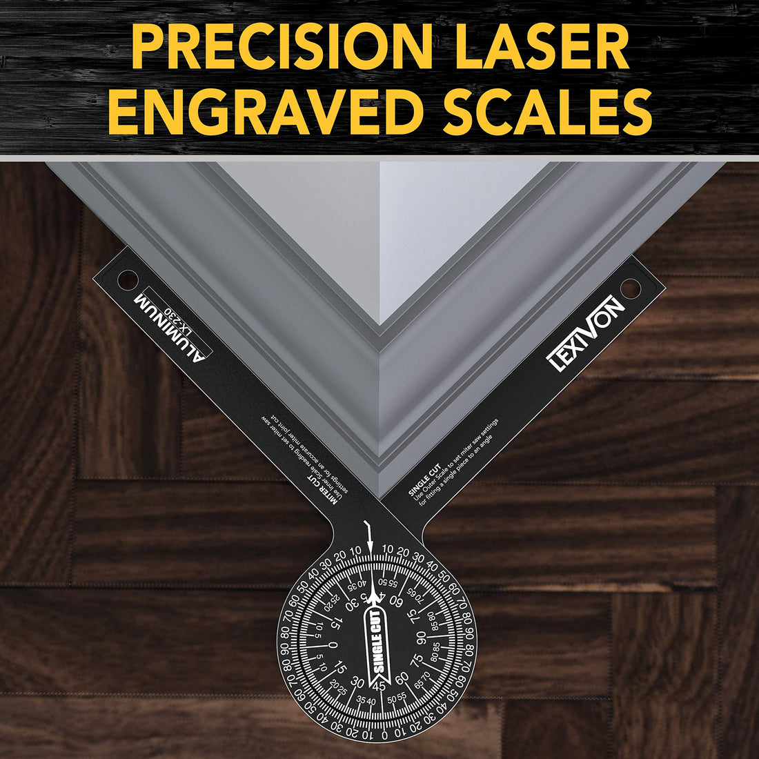 LEXIVON Aluminum Miter Saw Protractor | 7-Inch Rust Proof Angle Finder